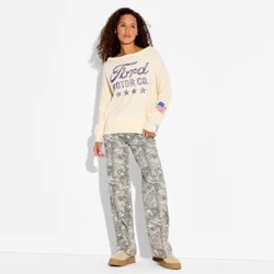 Women's Ford Graphic Pullover Sweater - Cream XXS