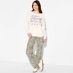 Women's Ford Camo Fold Over Yoga Graphic Pants - Assorted Gray L