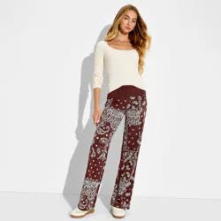 Zoe+Liv Women's Bandana Fold Over Yoga Graphic Pants - Brown XXS