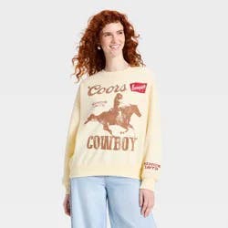 Women's Coors Cowboy Graphic Pullover Sweatshirt - Light Yellow XL