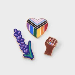 LGBT Pride Pride Enamel Pins 3pk Lavender/Rainbow Nails/Pride Heart
