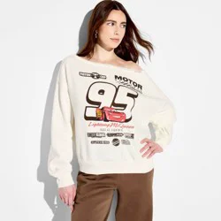 Cars Women's McQueen 95 Off The Shoulder Graphic Pullover Sweatshirt - Off-White M