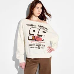 Cars Women's McQueen 95 Off The Shoulder Graphic Pullover Sweatshirt - Off-White XXL