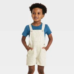 Toddler Boys' Striped Denim Overalls - Cat & Jack™ Cream 4T