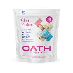 Oath Nutrition Variety Pack Clear Whey Protein Powder - Frosty Lemonade Icy Blue Kiwi Strawberry Coco Colada - 20g Protein - 12pk