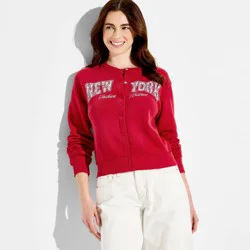 Women's The Devil Wears Prada New York Graphic Cardigan - Red XS