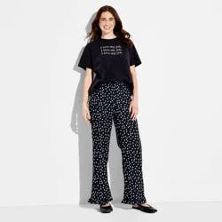 Women's The Devil Wears Prada Graphic Pull-On Pants - Black Polka Dots L