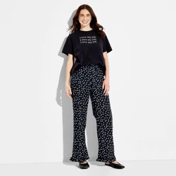 Women's The Devil Wears Prada Graphic Pull-On Pants - Black Polka Dots XXL