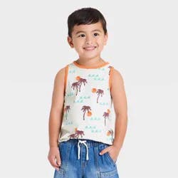 Toddler Boys' Tree Tank Tops - Cat & Jack™ White/Orange 3T