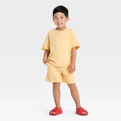 Toddler Boys' Short Sleeve Sweatshirt and Shorts Set - Cat & Jack™ Orange 3T