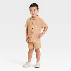 Toddler Boys' 2pc Waffle Knit Jacquard Set - Cat & Jack™ Beige 4T