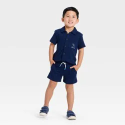 Toddler Boys' 2pc Waffle Knit Jacquard Set - Cat & Jack™ Navy Blue 5T