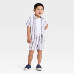 Toddler Boys' Americana Star Jacquard Matching Set - Cat & Jack™ White/Blue 5T
