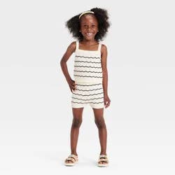 Toddler Girls' 2pc Striped Sweater Tank Top and Shorts Set - Cat & Jack™ Cream 18M