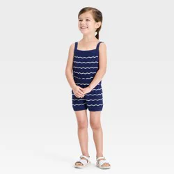 Toddler Girls' 2pc Striped Sweater Tank Top and Shorts Set - Cat & Jack™ Navy Blue 2T
