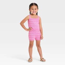 Toddler Girls' 2pc Striped Sweater Tank Top and Shorts Set - Cat & Jack™ Pink 2T