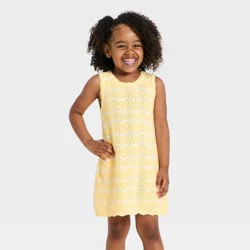 Toddler Girls' Striped Sweater Dress - Cat & Jack™ Yellow 12M