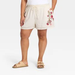 Women's Linen Pull-On Shorts - Universal Thread™ Cream XXL