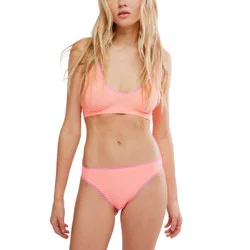 intimately fp Women's Seamless Lace Bikini Underwear - Sun Kiss Coral M/L