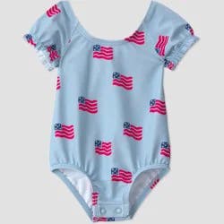 Carter's Just One You® Baby Girls' Americana Flag One Piece Swimsuit - Red/Light Blue 9M