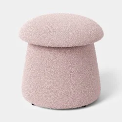 Mushroom Upholstered Storage Ottoman Pink Boucle - Room Essentials™