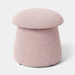 Mushroom Upholstered Storage Ottoman Pink Boucle - Room Essentials™