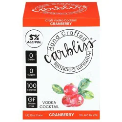 Carbliss Cranberry Vodka - 4pk/355ml Cans