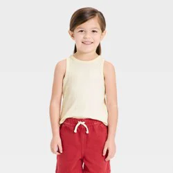 Toddler Girls' Solid Ribbed Tank Top - Cat & Jack™ Cream 3T