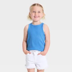 Toddler Girls' Solid Ribbed Tank Top - Cat & Jack™ Blue 18M