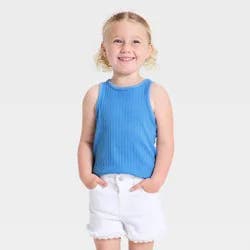 Toddler Girls' Solid Ribbed Tank Top - Cat & Jack™ Blue 18M