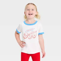 Toddler Girls' Short Sleeve Americas Darling Classic T-Shirt - Cat & Jack™ Cream 3T