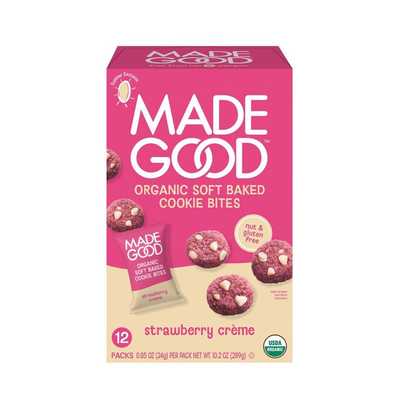 slide 1 of 4, MadeGood Soft Baked Strawberry Crème Cookie Bites - 10.2oz/12ct, 10.2 oz, 12 ct