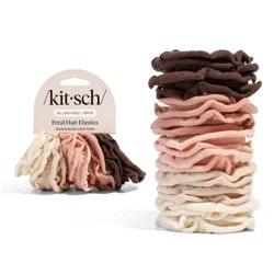Kitsch Recycled Fabric Petal Hair Elastics Set - 10pc - Blush: Securing Hair, All Hair Types, Recycled Nylon