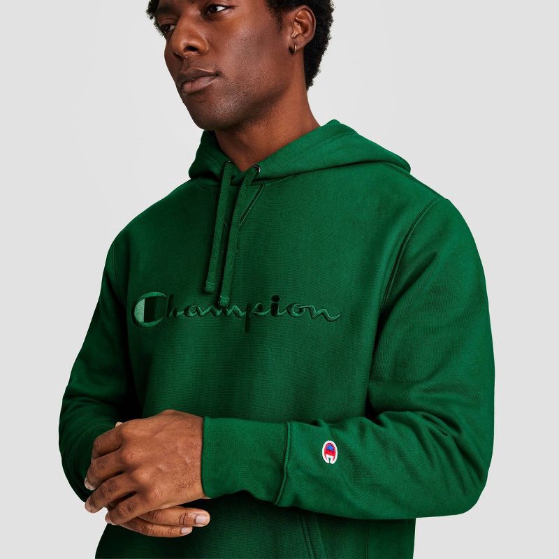 slide 4 of 17, Champion Adult Sizing Embroidered Fleece Hooded Sweatshirt - Verdant Green S, 1 ct