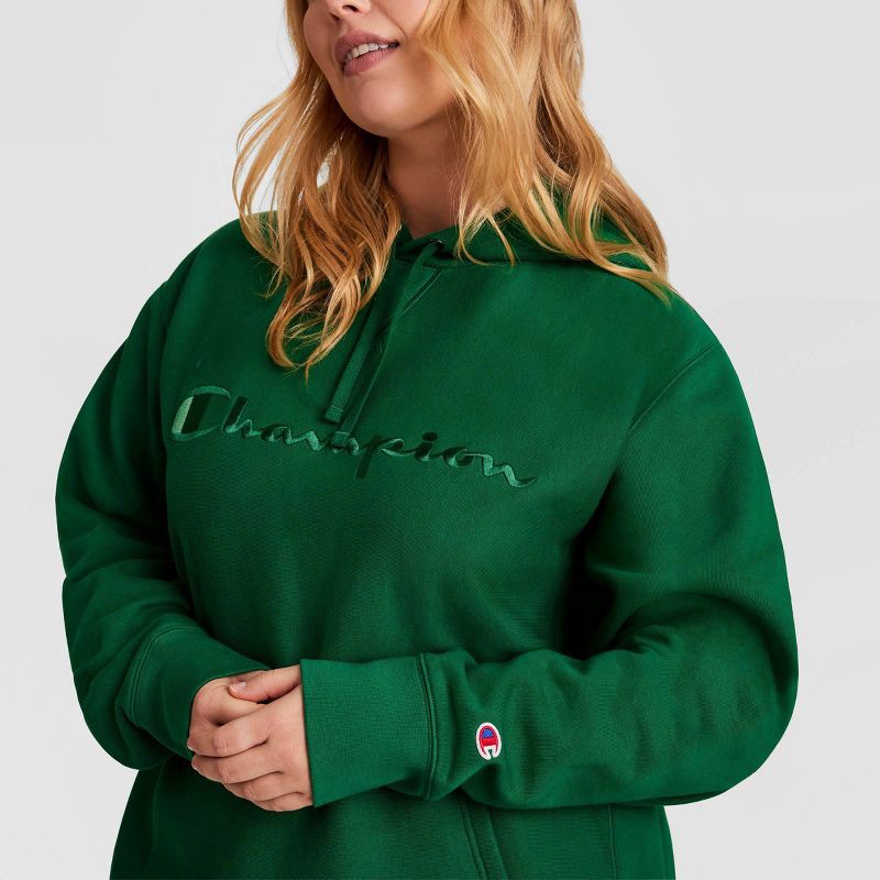 slide 11 of 17, Champion Adult Sizing Embroidered Fleece Hooded Sweatshirt - Verdant Green S, 1 ct