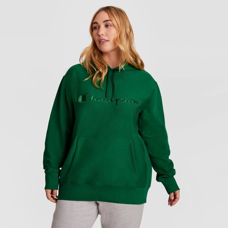 slide 8 of 17, Champion Adult Sizing Embroidered Fleece Hooded Sweatshirt - Verdant Green M, 1 ct