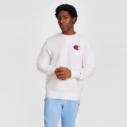 Champion Adult Sizing Embroidered Fleece Crewneck Sweatshirt - Bright White XS