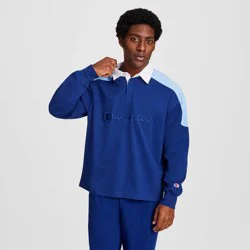 Champion Men's Classic Long Sleeve Rugby Shirt - Blue Depths XL