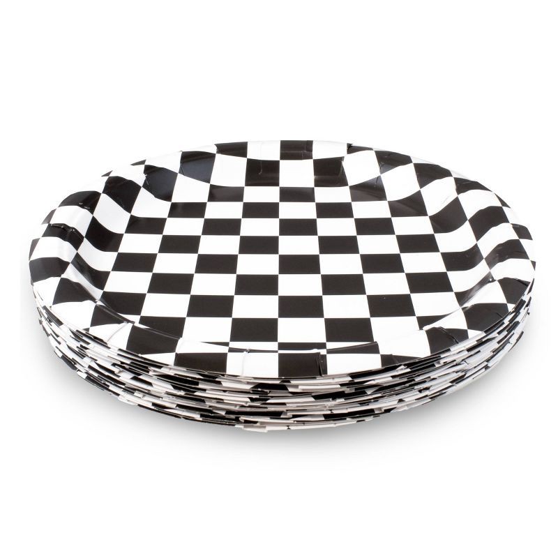 slide 2 of 3, Emerge Retail 20ct 9.8" Checker Dinner Plates Black/White, 20 ct
