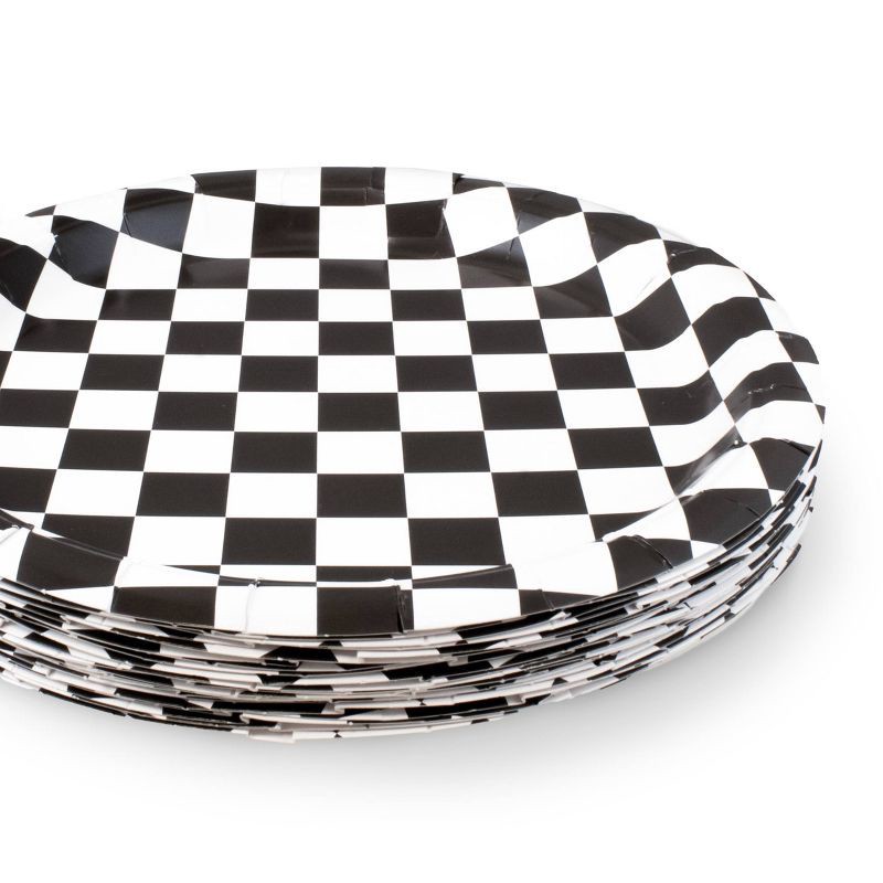 slide 3 of 3, Emerge Retail 20ct 9.8" Checker Dinner Plates Black/White, 20 ct