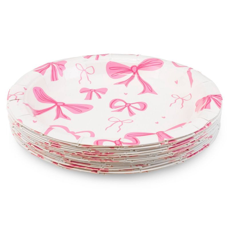slide 2 of 3, Emerge Retail 20ct 6.3" Pink Bow Snack Plates, 20 ct