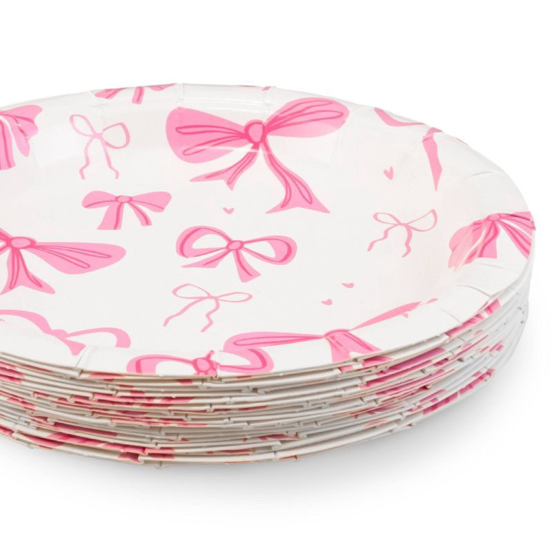 slide 3 of 3, Emerge Retail 20ct 6.3" Pink Bow Snack Plates, 20 ct