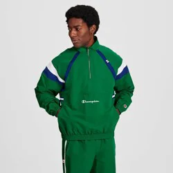 Champion Men's Gameday 1/2 Zip Nylon Pullover - Verdant Green L
