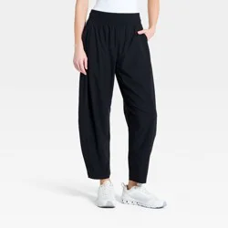 Women's High-Rise Woven Barrel Leg Pants - All In Motion™ Black M