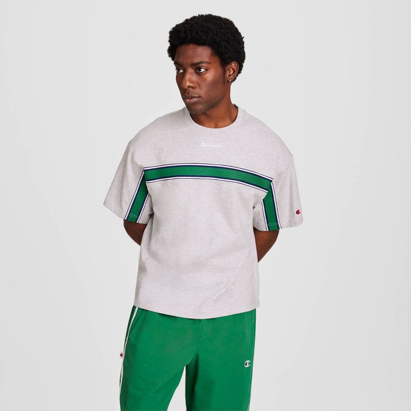slide 1 of 9, Champion Men's Club Boxy T-Shirt - Gray S, 1 ct