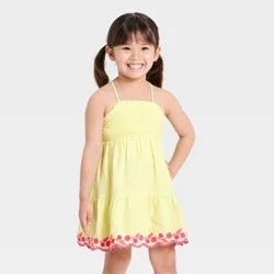 Toddler Girls' Strawberry Gauze Dress - Cat & Jack™ Yellow 2T