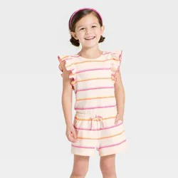 Toddler Girls' Multi Striped Romper - Cat & Jack™ Cream 2T