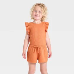 Toddler Girls' Terracotta Romper - Cat & Jack™ Orange 5T