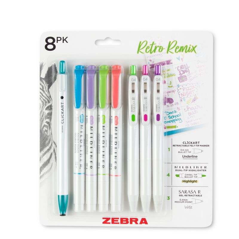 slide 1 of 4, Zebra 8ct Retro Remix Set, 8 ct