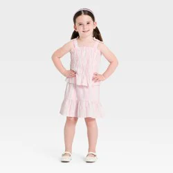 Toddler Girls' 2pc Striped Woven Tank Top and Skirt Set - Cat & Jack™ Pink 18M